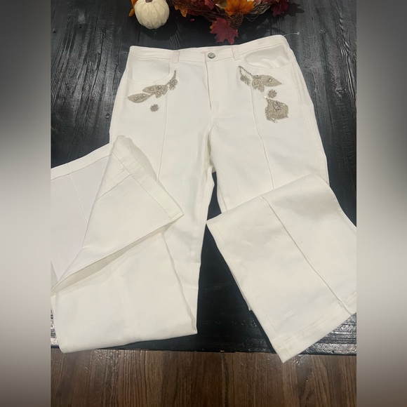 CINQ A SEPT Haylie High-Rise Embellished Slit Flare Jeans - Picture 2 of 5